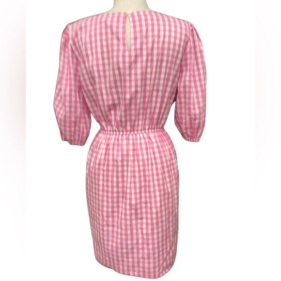 NWT Fashion- Pink Gingham Elbow Sleeves with Wrap  Waist Front/Side Tie Dress - Picture 5 of 10